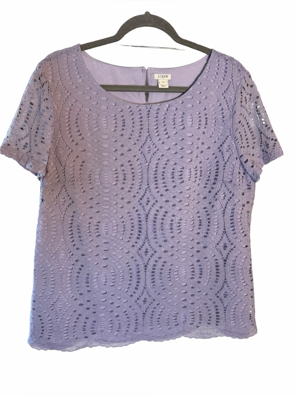 J. Crew Lavender Eyelet Short Sleeve Blouse